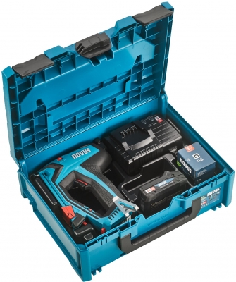 Set capsator electric profesional fara fir tip tacker Novus J-551 cu geanta de transport, 1 baterie CAS 18V + incarcator si 5.000 capse